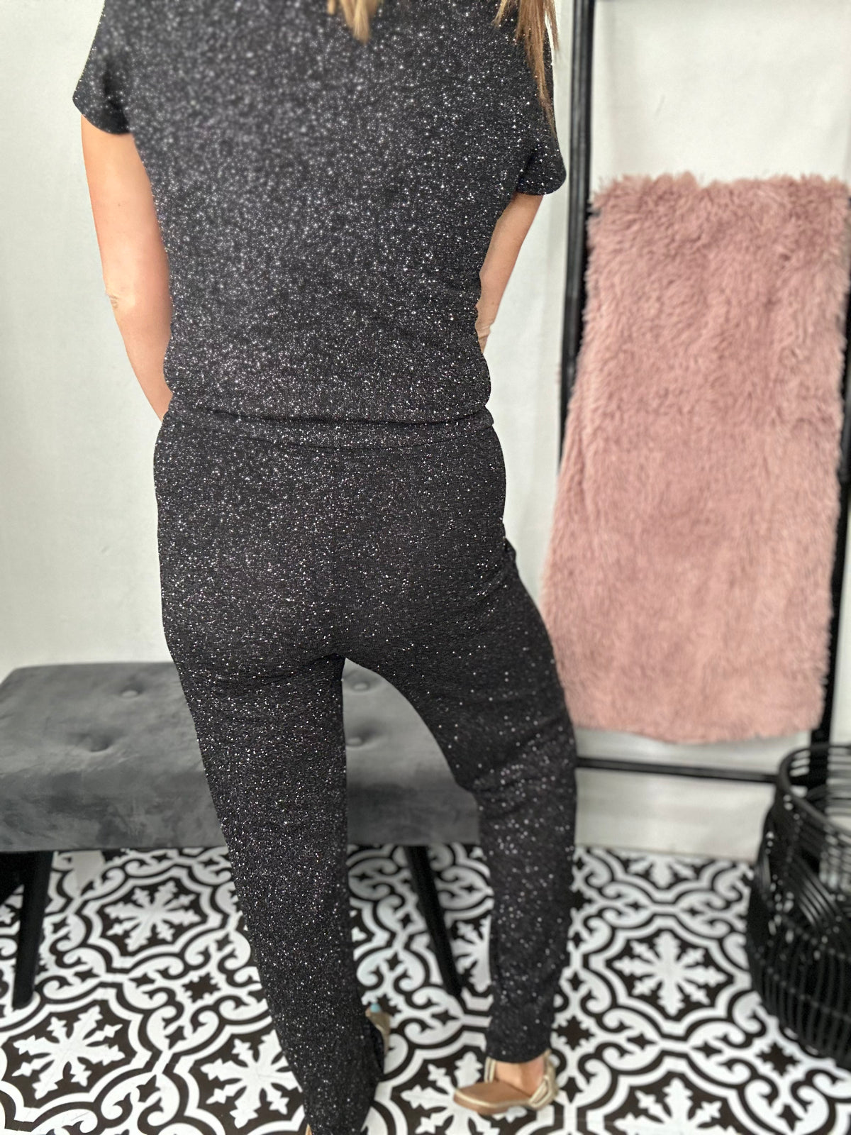 Black Glitter Stretch Bottoms