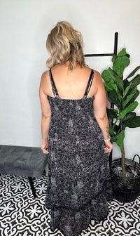 Black Floral Ric Rac Maxi Dress