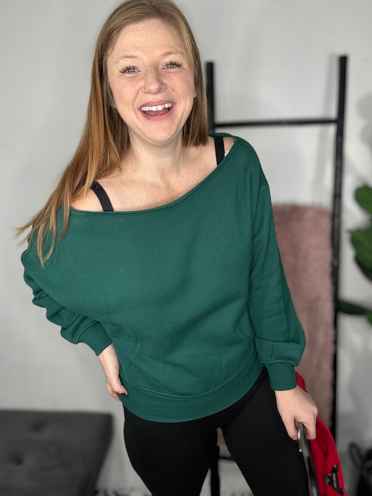 Emerald Wide Neck Sweatshirt