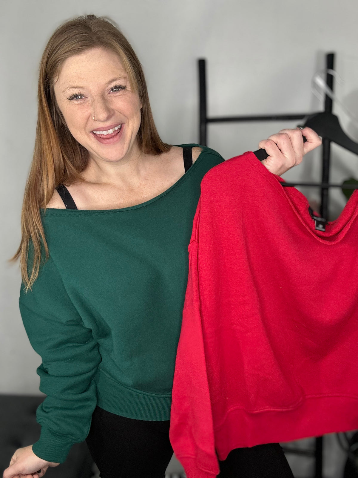 Emerald Wide Neck Sweatshirt