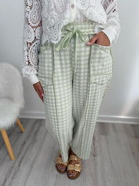 Anna Sage Checkered Barrel Pants
