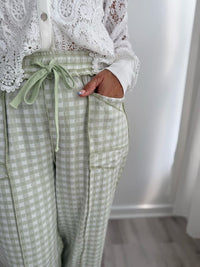 Anna Sage Checkered Barrel Pants
