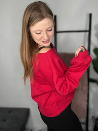 Red Wide Neck Sweatshirt