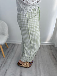 Anna Sage Checkered Barrel Pants