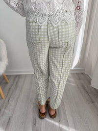 Anna Sage Checkered Barrel Pants