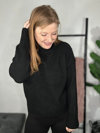 Mock Neck Cozy Black Sweater