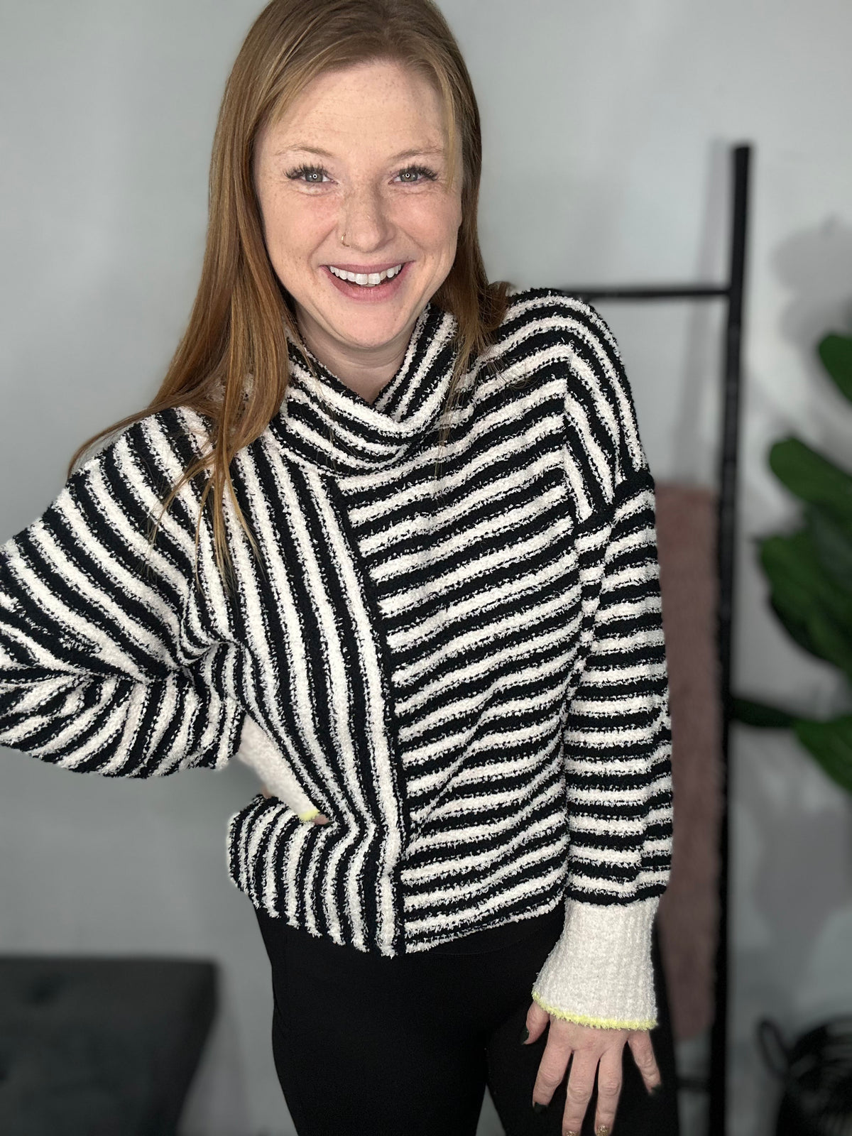 Carrie Black & White Cozy Turtleneck