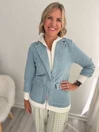 Denim Blazer Hoodie Jacket
