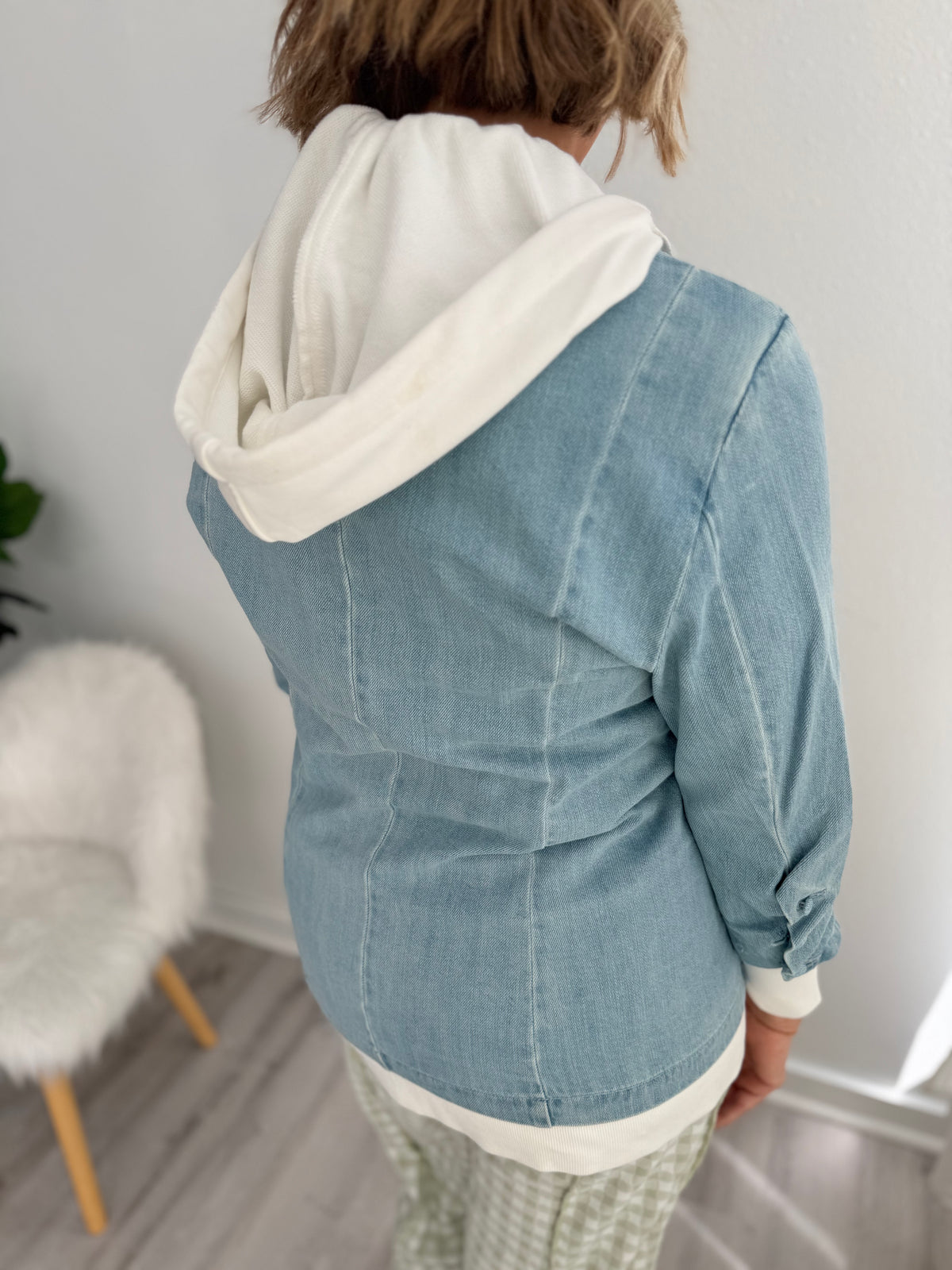 Denim Blazer Hoodie Jacket