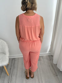 Coral Cropped Gauze Pants