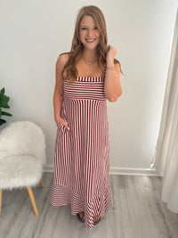 Verona Wine Stripe Maxi Dress