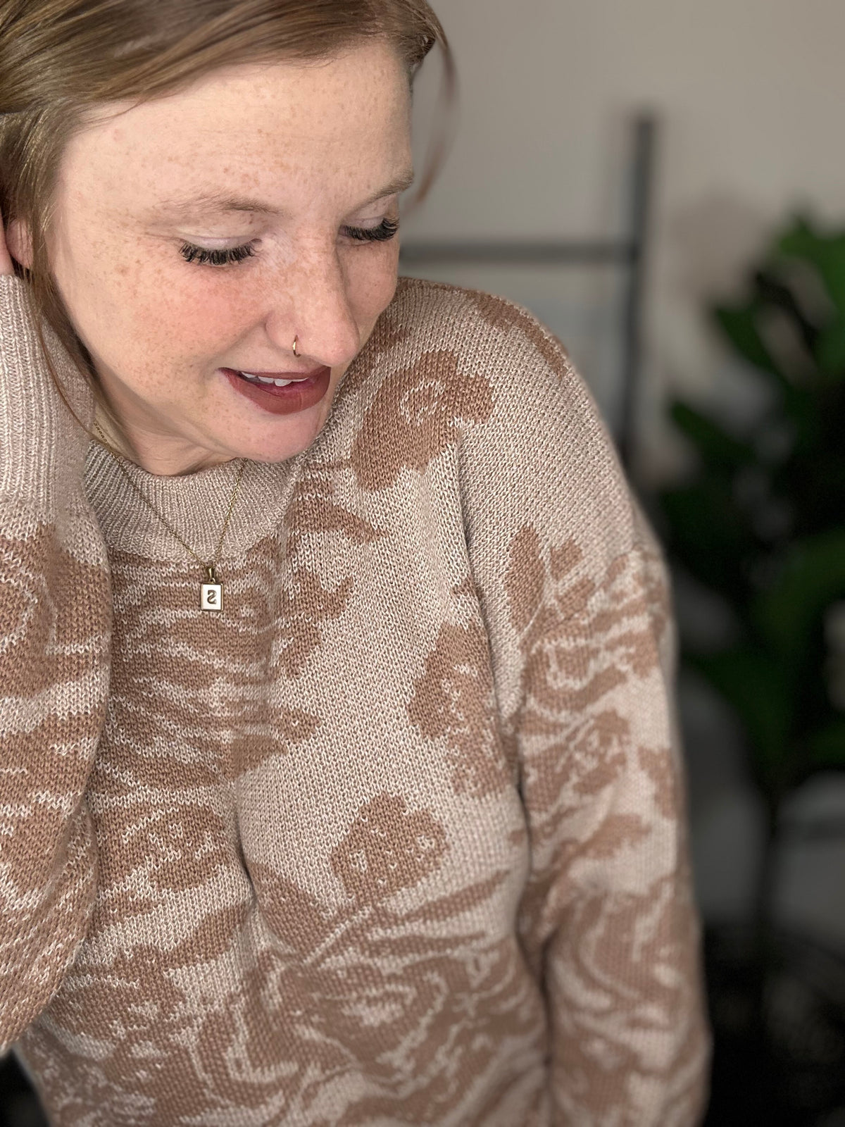 Neutral Floral Sweater