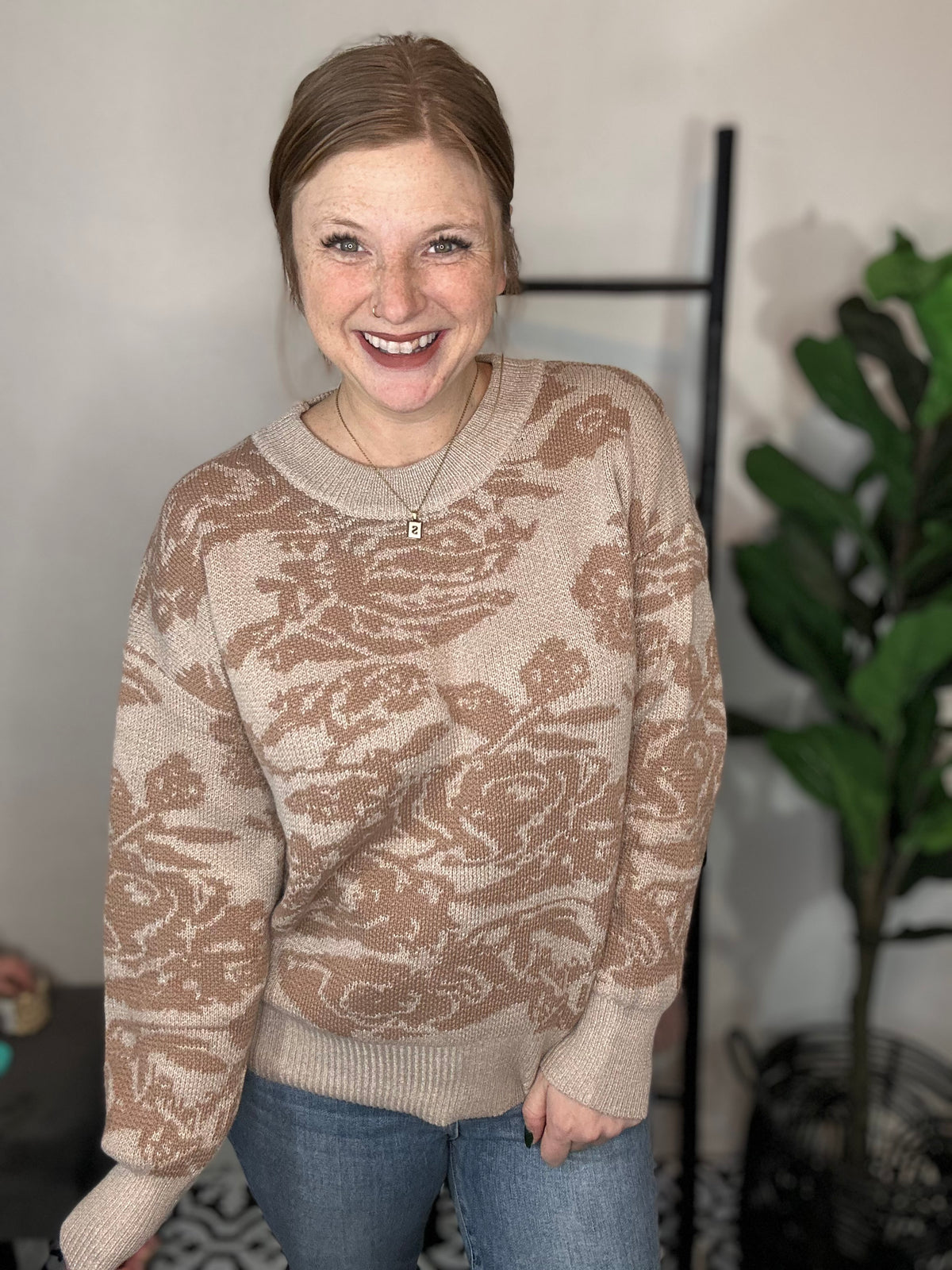 Neutral Floral Sweater