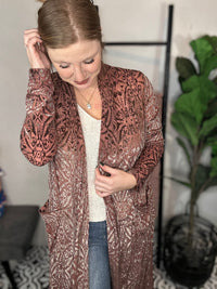 Mabel Mauve Velvet Duster Cardigan