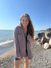Lavender Washed Soft Button Up