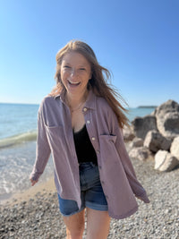 Lavender Washed Soft Button Up