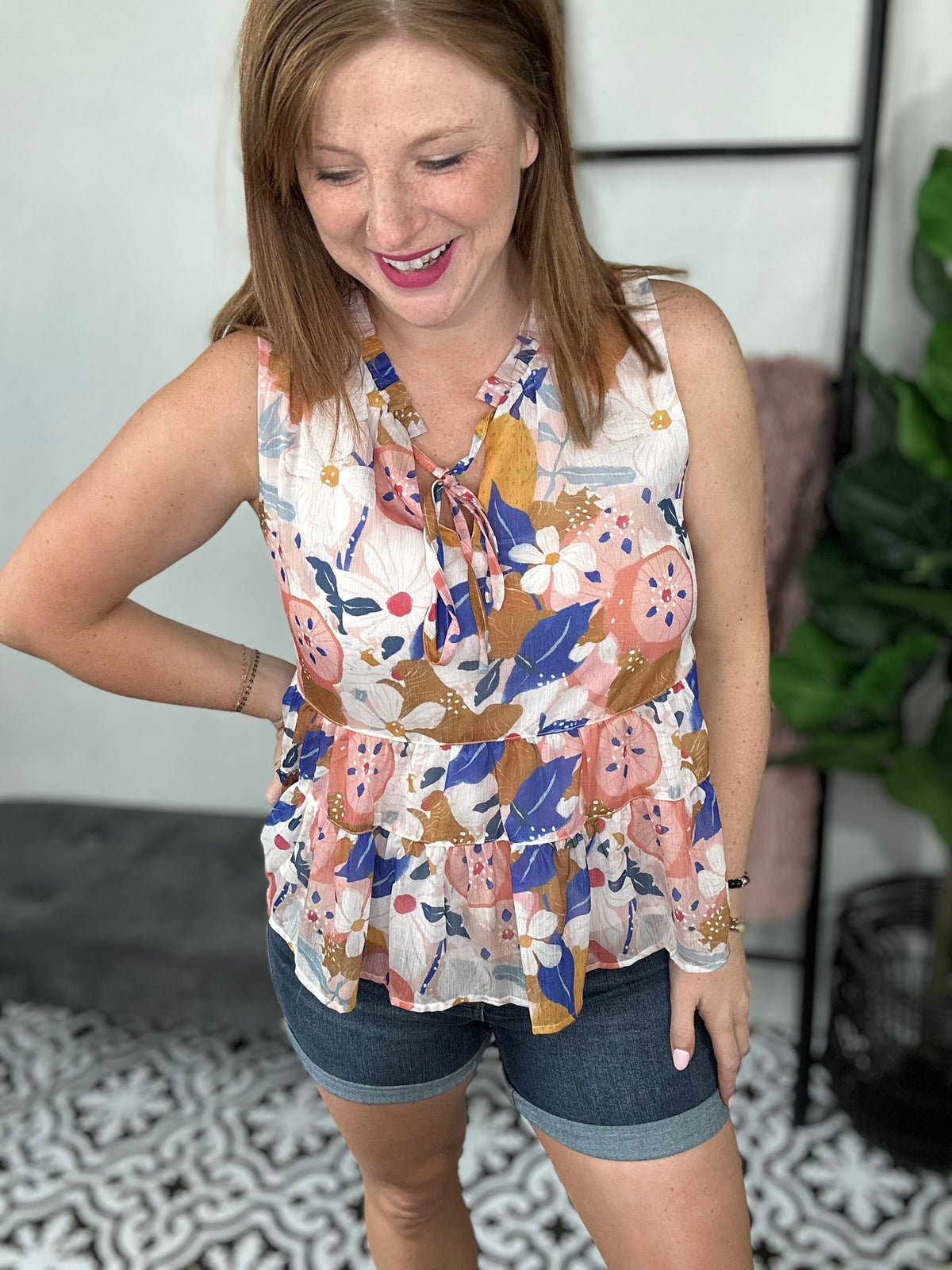 Pick Me Floral Tiered Sleeveless Top