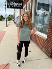 Ollie Cap Sleeve Tee - Basil