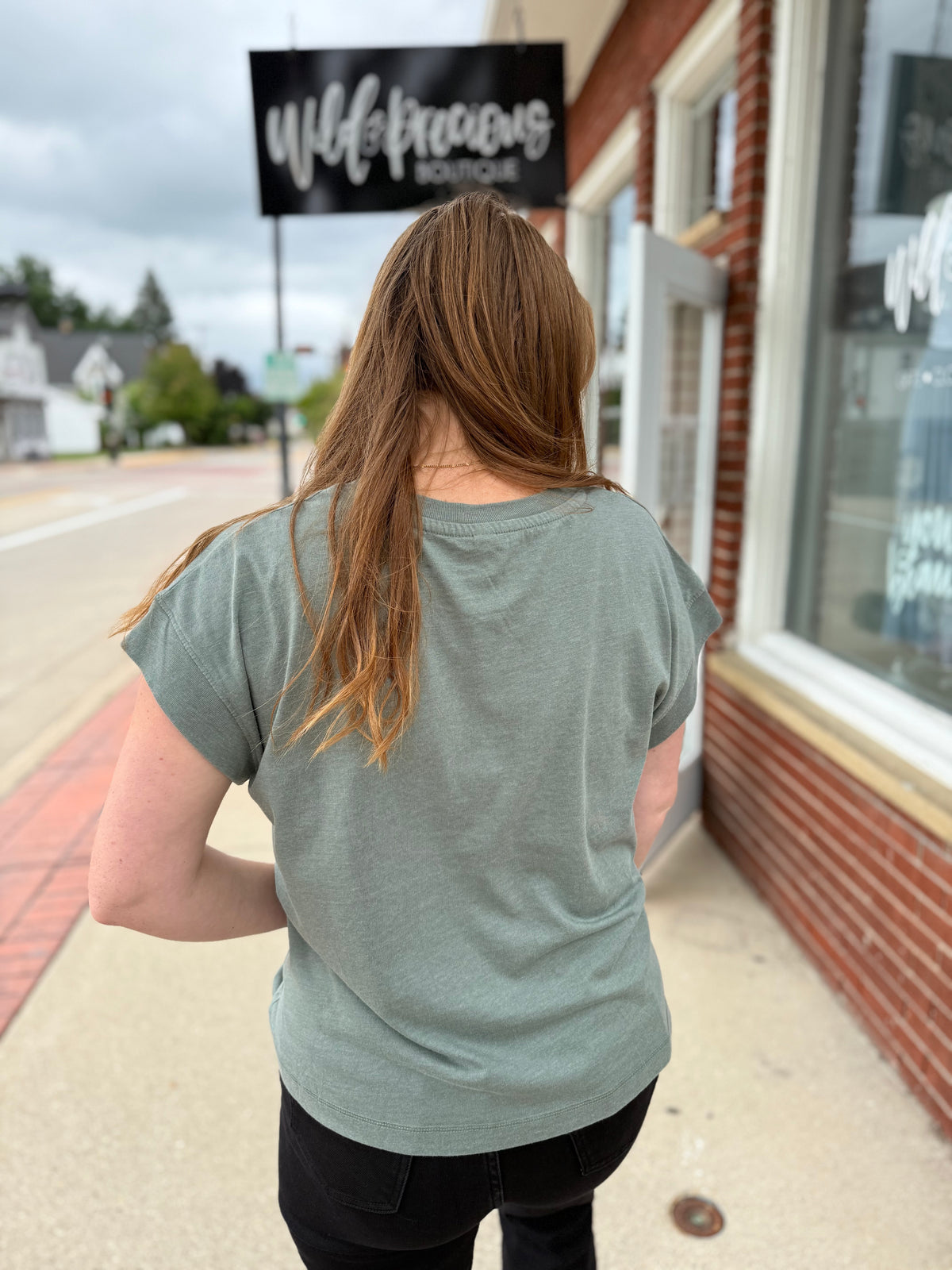 Ollie Cap Sleeve Tee - Basil