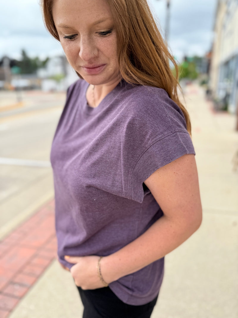 Ollie Cap Sleeve Tee - Plum