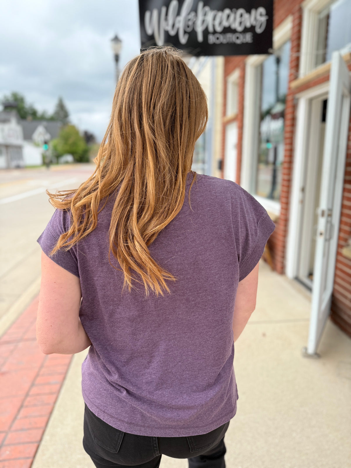 Ollie Cap Sleeve Tee - Plum