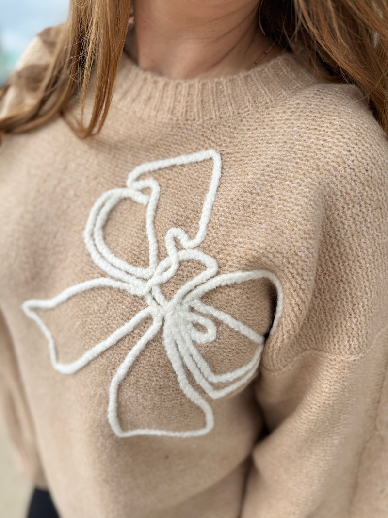 Soft Brushed Bow Knit Sweater