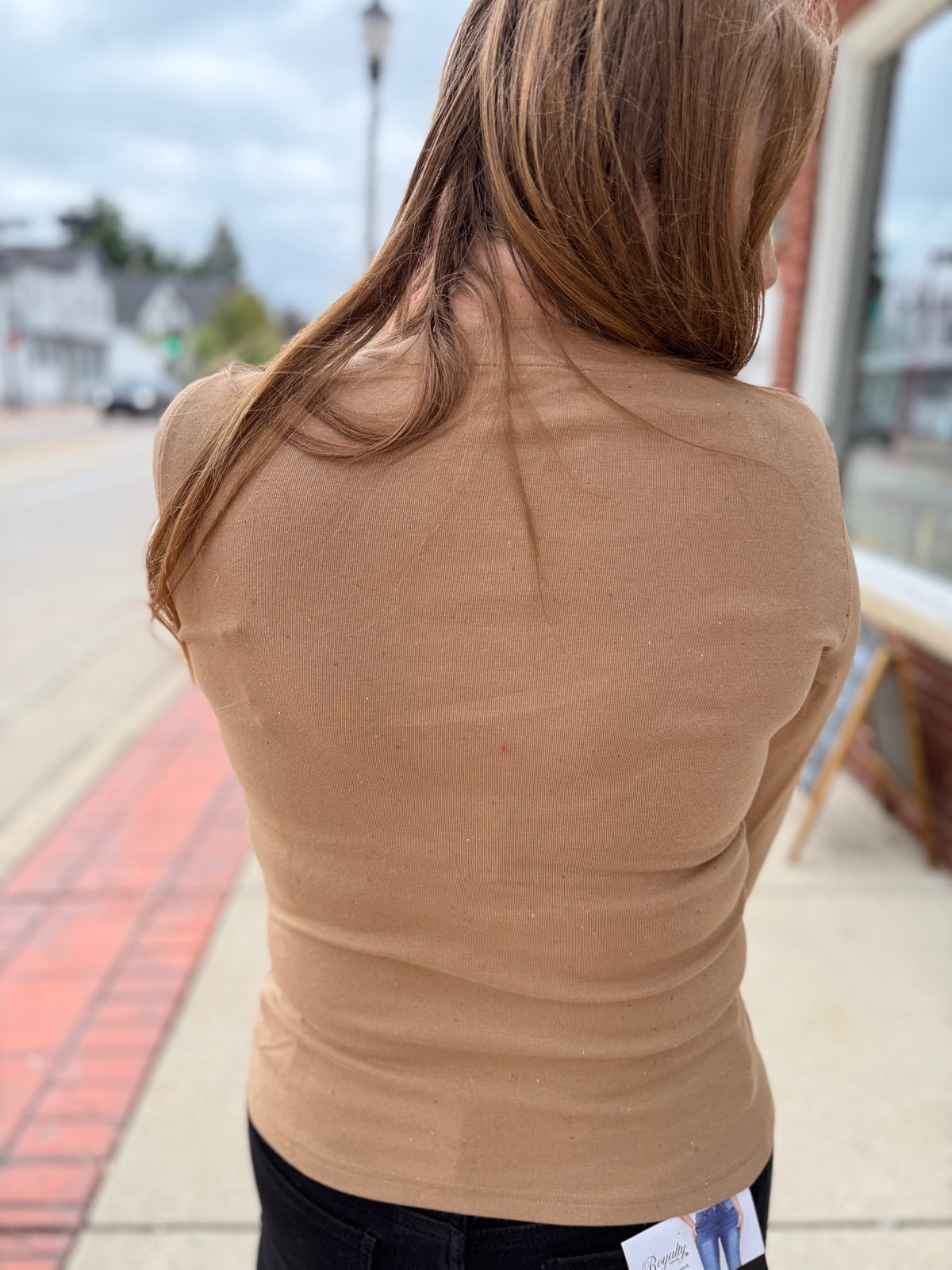 Colored Spots Button Down Long Sleeve - Taupe