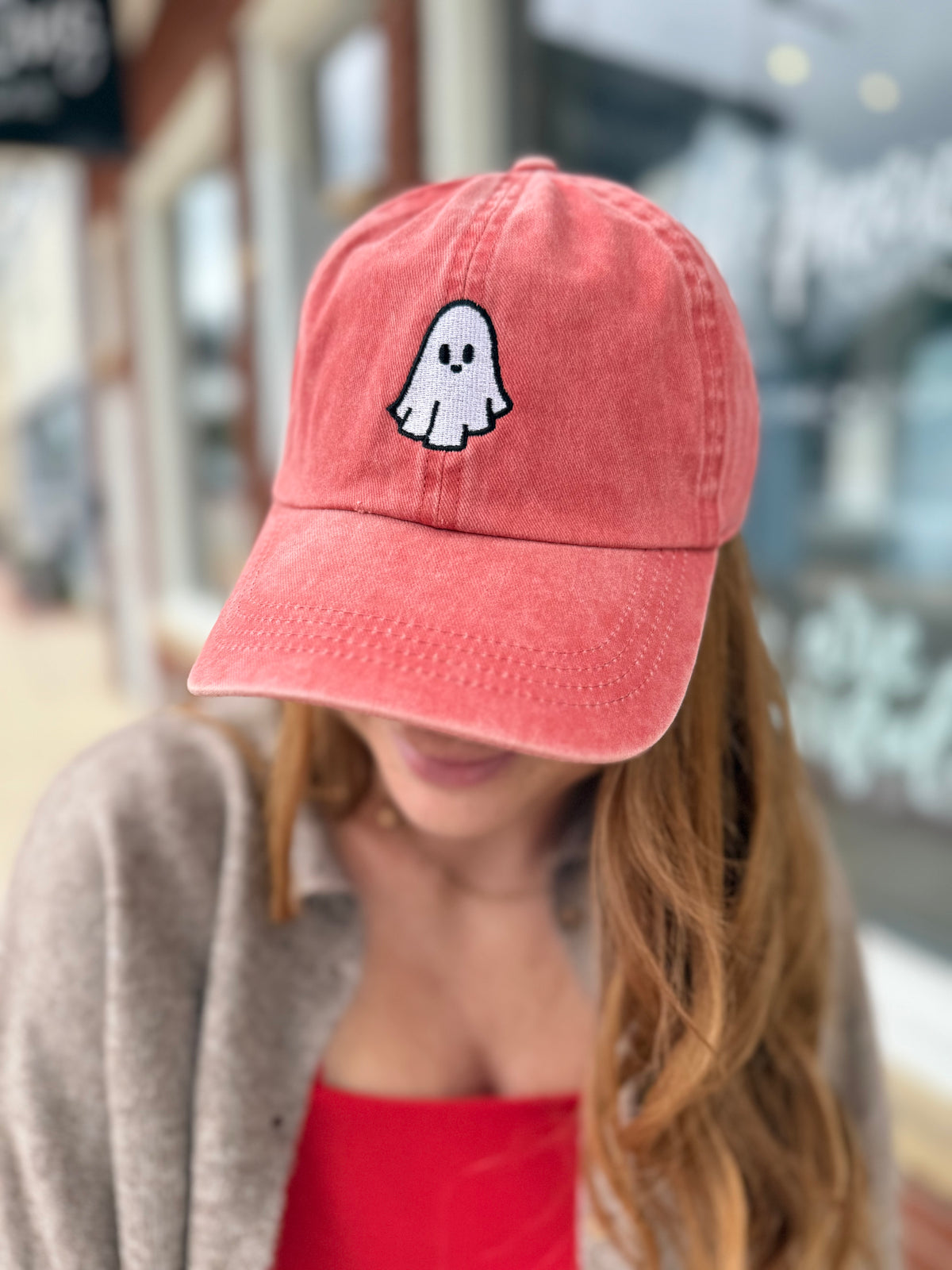 Rust Ghost Embroidered Baseball Cap