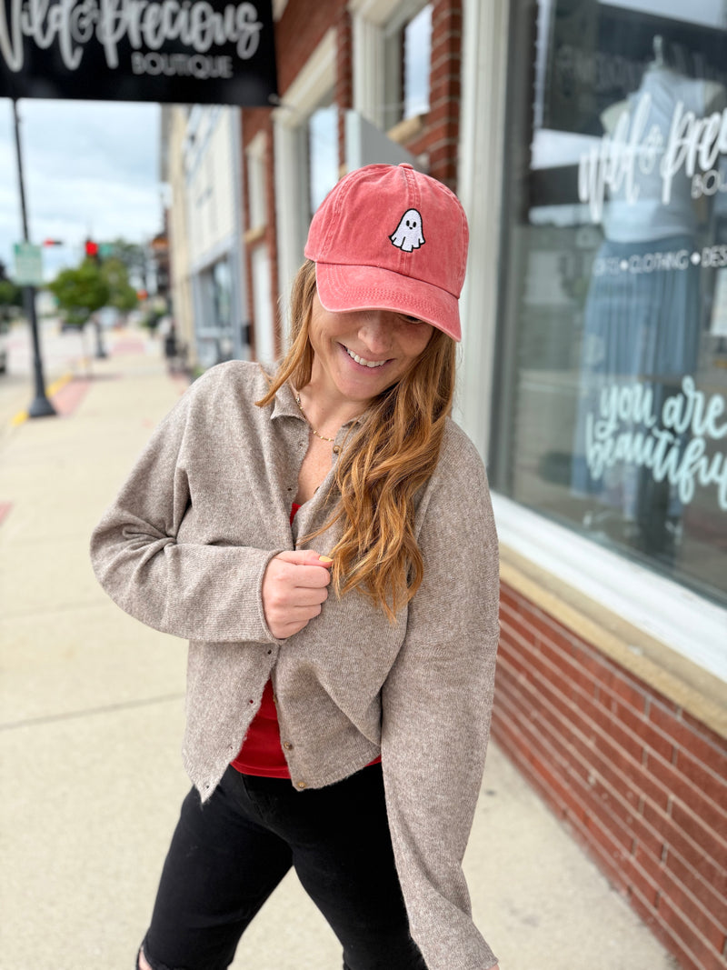 Rust Ghost Embroidered Baseball Cap