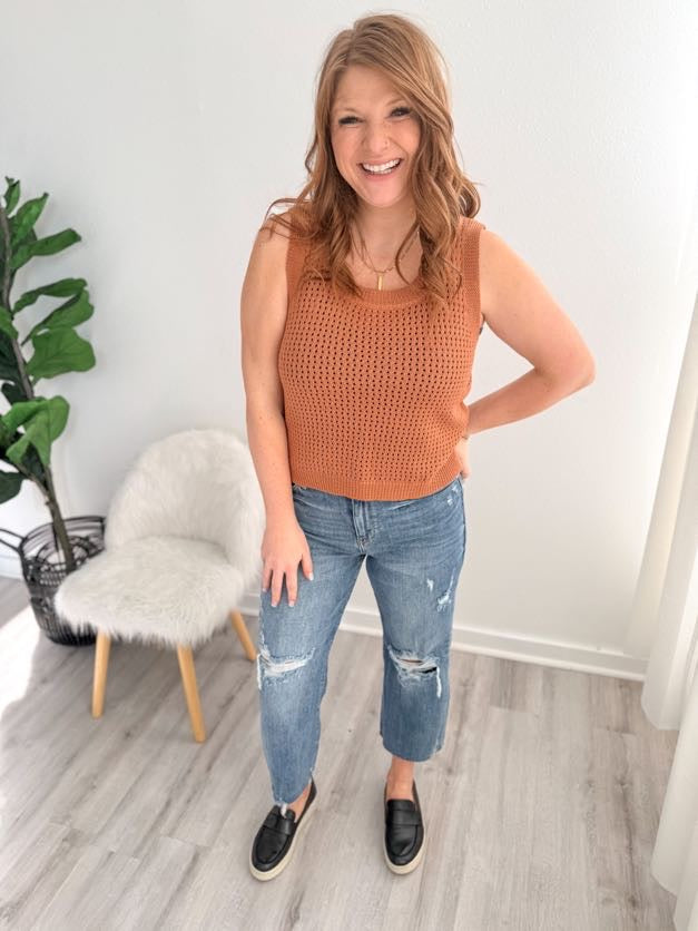 Caramel Knit Sleeveless Top