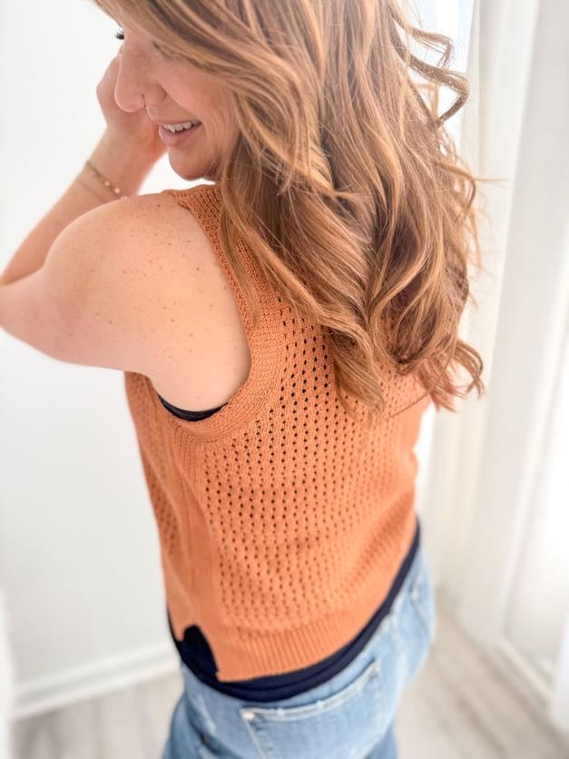 Caramel Knit Sleeveless Top