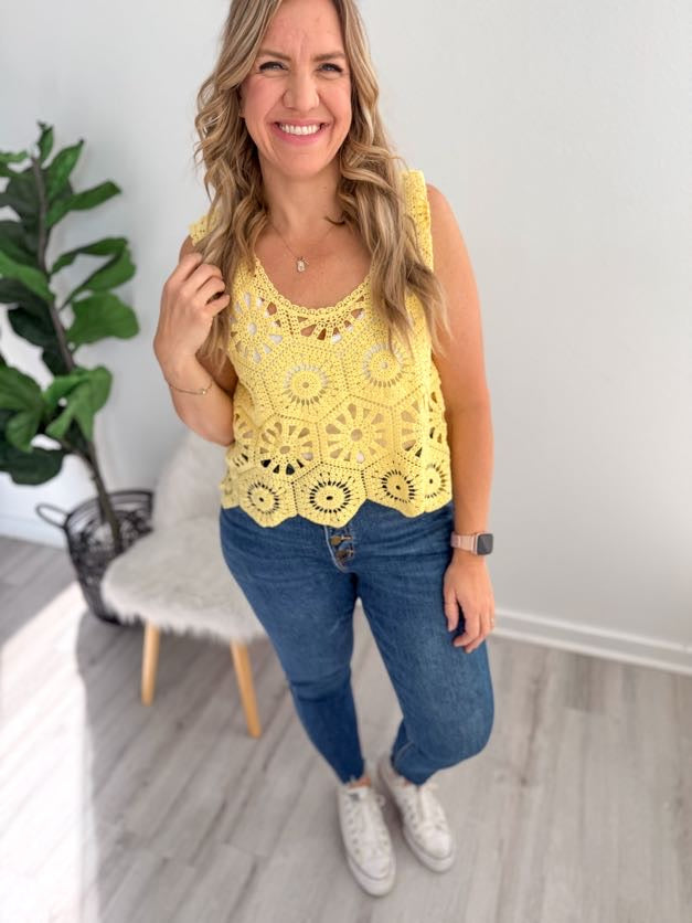 Casual Crochet Tank - Yellow