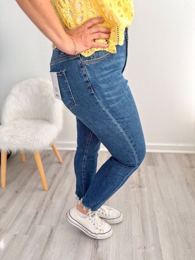 High Rise Button Fly Skinny Jean