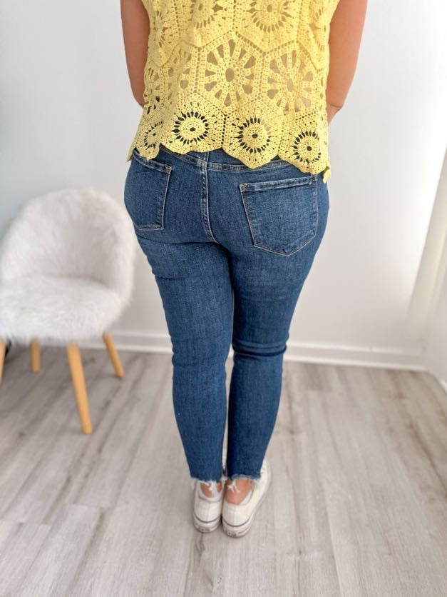 High Rise Button Fly Skinny Jean