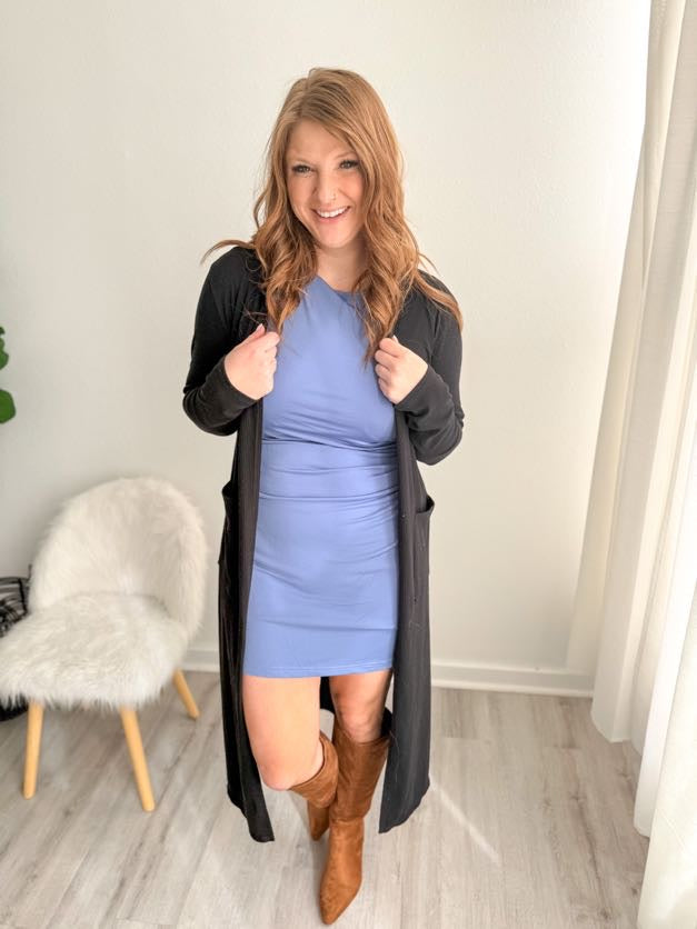 Slate All Day Ruched Mini Dress