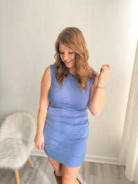 Slate All Day Ruched Mini Dress