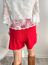 Red High Waisted Skort