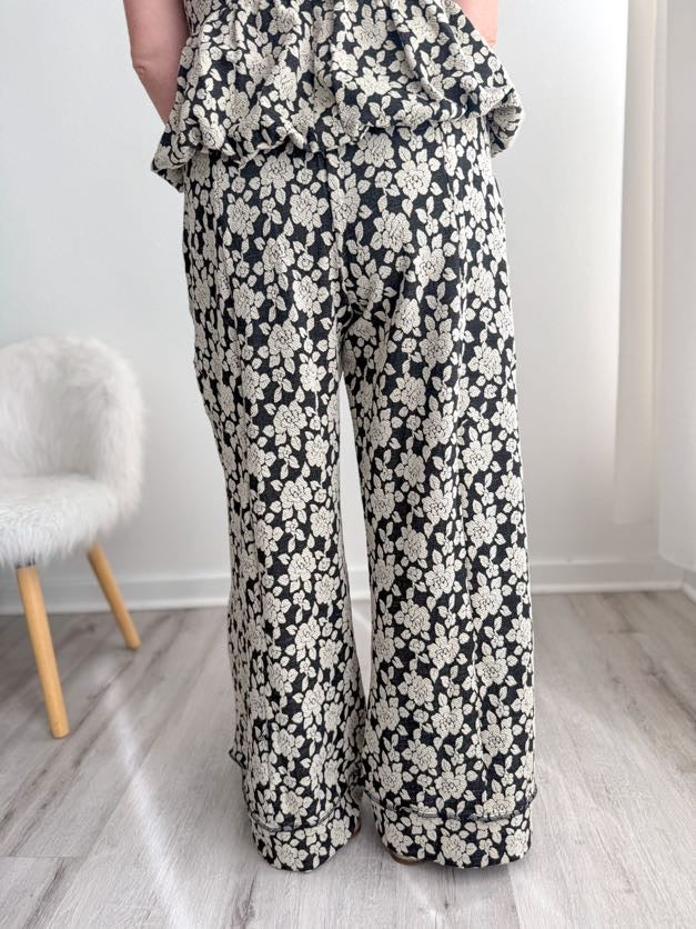 Floral Drawstring Wide Leg Pant