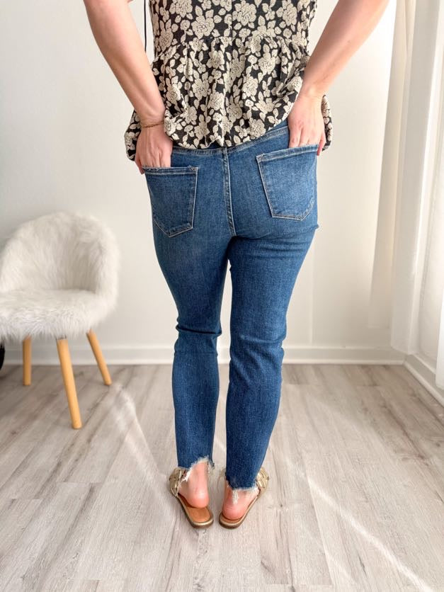 High Rise Button Fly Skinny Jean