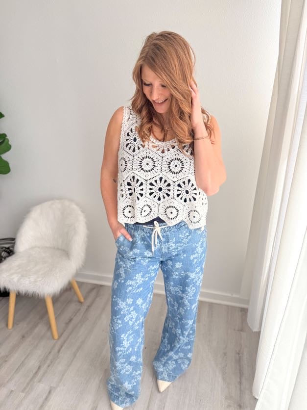 Petal Pop Drawstring Denim