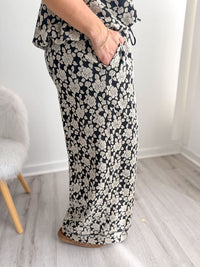 Floral Drawstring Wide Leg Pant