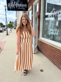 Tori Camel Striped Dress