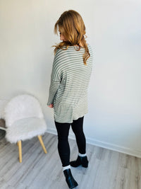 Sage Oversized Striped Tunic Top