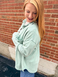 Mint Washed Soft Button Up
