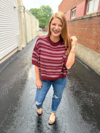 Wine Stripe Sweater