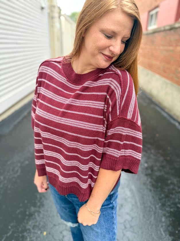 Wine Stripe Sweater