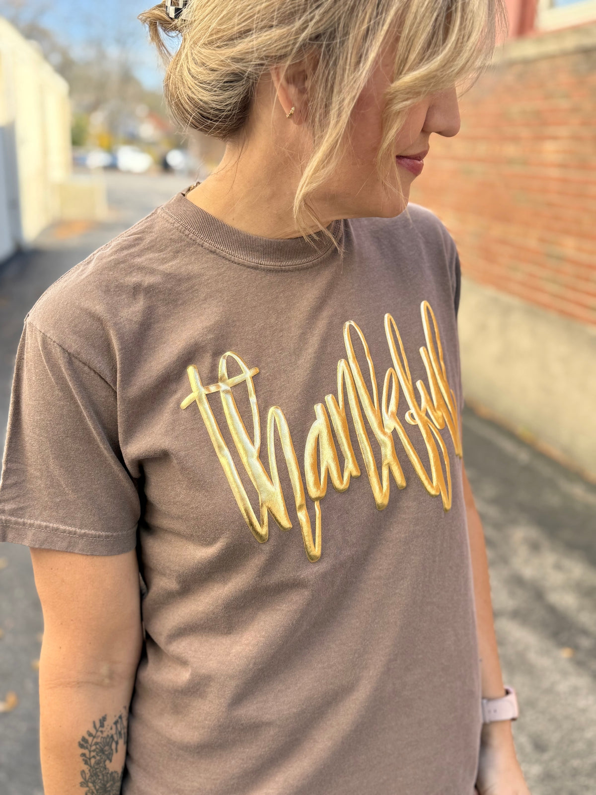 Thankful Metallic Graphic Tee