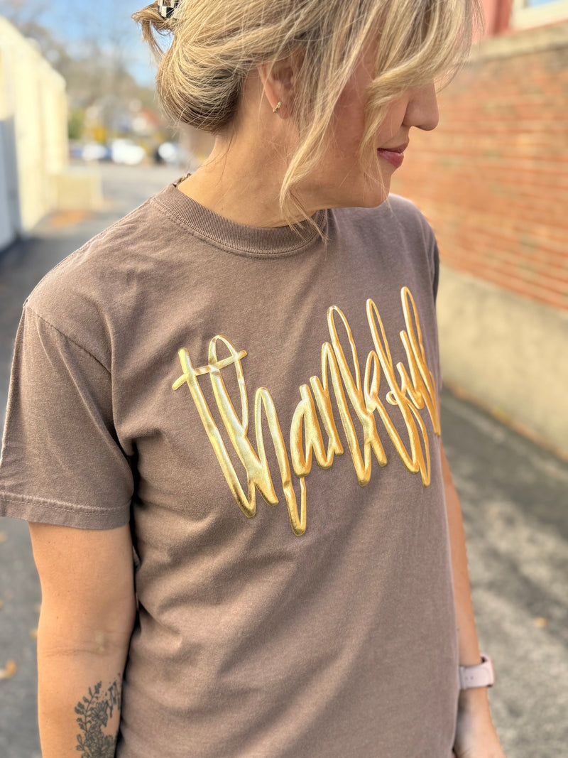 Thankful Metallic Graphic Tee