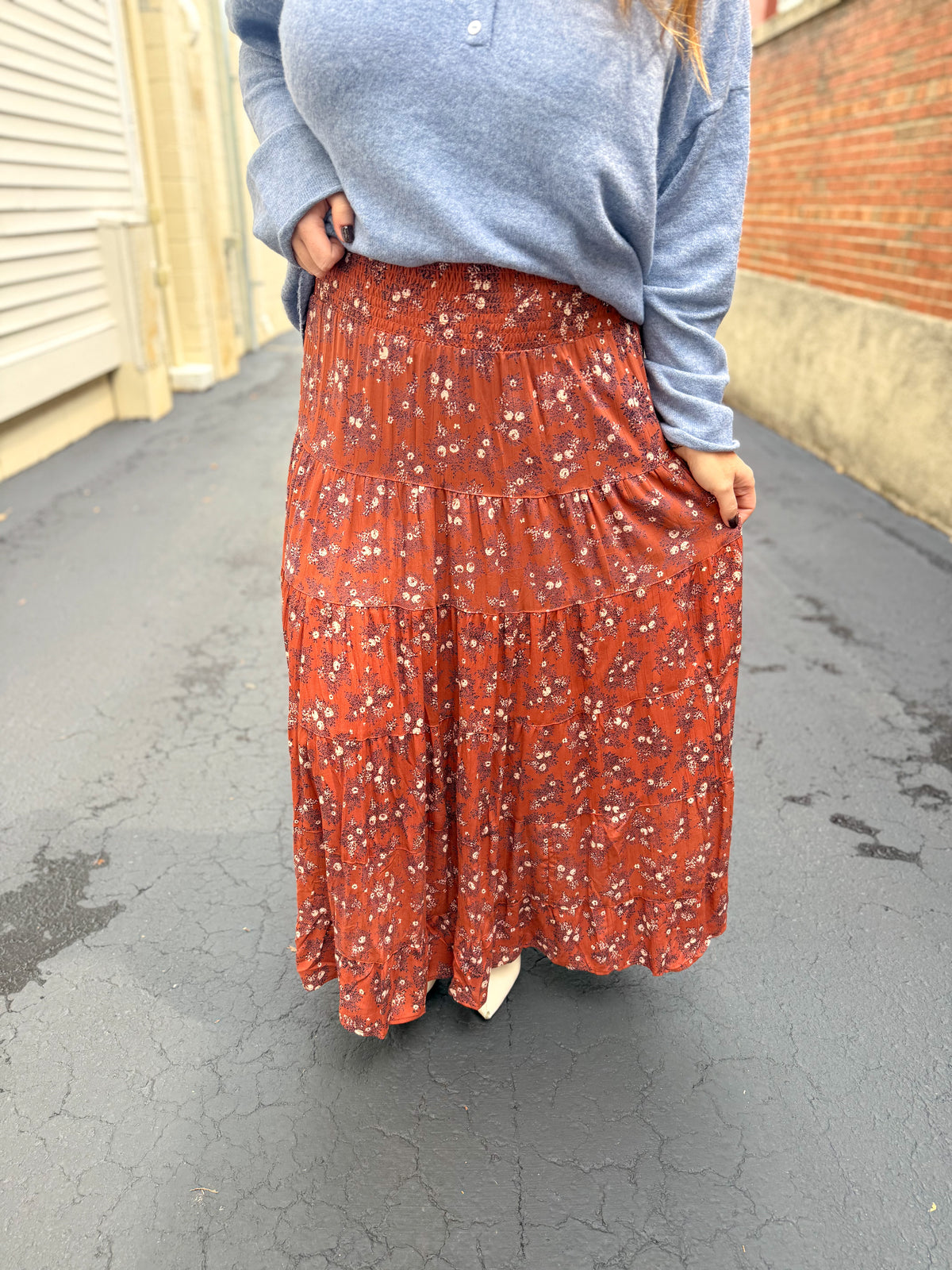 Cinnamon Bloom Midi Skirt