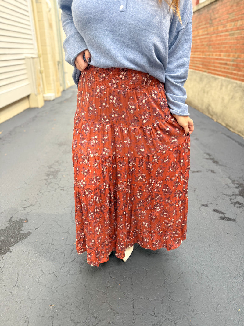 Cinnamon Bloom Midi Skirt